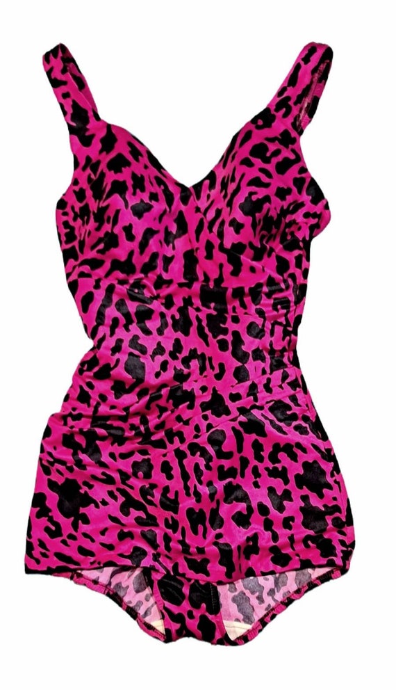 1960s Leopard Print Magenta Swimsuit Perfection Fi