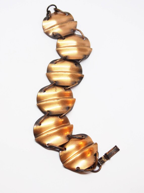 Modernist Solid Copper Link Bracelet - image 2