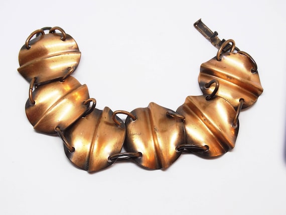 Modernist Solid Copper Link Bracelet