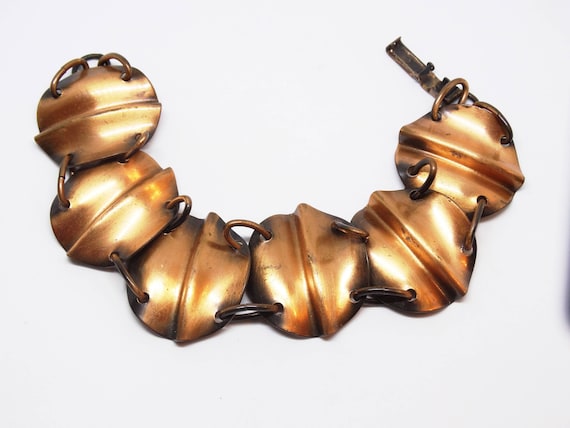 Modernist Solid Copper Link Bracelet - image 1