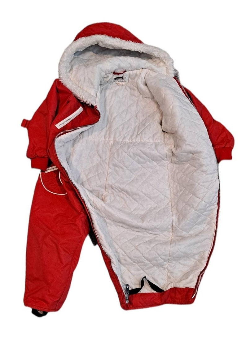 Vintage Kids Full Body Snowsuit Red Quilted Nylon One Piece Etsy