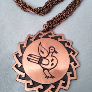 1960s Bell Copper Road Runner Pendant Necklace Novelty Copper Necklace image 3