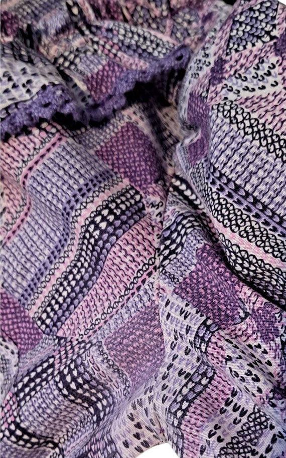 1970s Purple Prairie Maxi Dress Quilt Print Cotto… - image 9