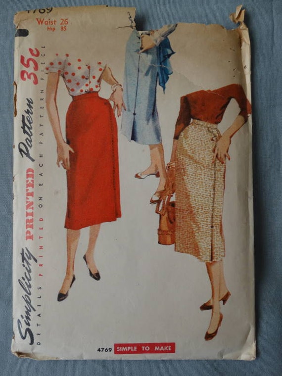 1950s Simpicity Pattern 4769 26 waist | Etsy