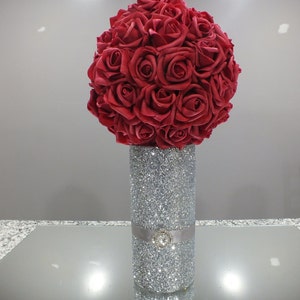 Wedding Centerpieces, Flower Ball, Kissing Ball, Glitter Vase, Glitter Centerpiece