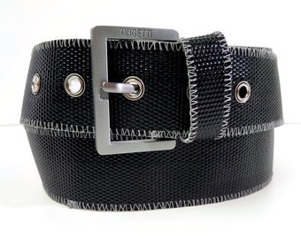 Unique Handmade Reversible Fire Hose Belt, Upcycled Firehose Belt, Handcrafted Belt Recycling Fire Hoses, Ecofriendly Italian Fashion Gift