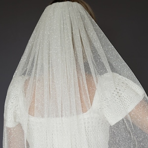 Glitter Sparkle bridal veil, STAR glitter veil, Veil with sparkle,  bridal shimmer cathedral chapel veil, short veil with sparkle