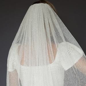 Glitter Sparkle bridal veil, STAR glitter veil, Elbow sparkly wedding veil, Glitter Long Veil, cathedral wedding veil with sparkle glitter