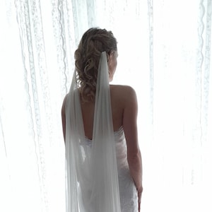 Boho draped silk veil, Pure 100% silk veil, Boho ivory wedding veil, silk boho draped veil,  Bridal bohemian draped veil, Silk Veil