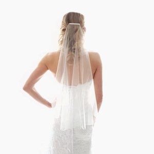 Simple sheer Minimalist Wedding Veil soft Tulle veil, Sheer Simplicity Short fingertip chapel cathedral Bridal Veil barely there simple veil image 2