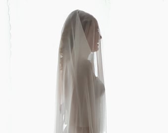 Double Layer Silk Tulle Wedding Veil, 100% natural Ivory pure silk tulle Veil Pure soft Fingertip silk veil Bridal blusher wedding veil