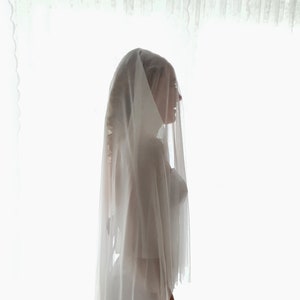 Double Layer Silk Tulle Wedding Veil, 100% natural Ivory pure silk tulle Veil Pure soft Fingertip silk veil Bridal blusher wedding veil