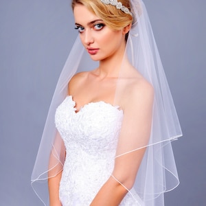 Soft Pencil Edge Veil Wedding Bridal Veil white ivory Pencil veil bridal Veil Elbow Fingertip Waltz Chapel Cathedral length veil bridal veil