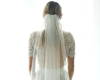 Fingertip length Wedding Bridal Veil, ivory veil, Wedding veil, Soft bridal veil cut veil, Sheer wedding tulle veil gift- Fast Shipping Veil