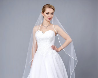 Satin Ribbon Wedding Veil