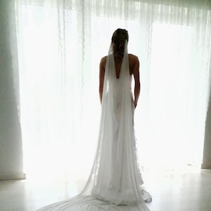Boho draped silk veil, Pure 100% silk veil, Boho ivory wedding veil, silk boho draped veil,  Bridal bohemian draped veil, Silk Veil