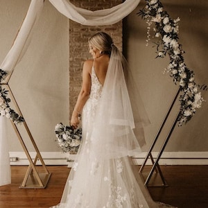 Double 2&quot; Horsehair Tulle Veil, soft Ivory Horsehair Veil, bridal wedding Horsehair veil, Horsehair wedding drop veil, Chapel Horsehair veil