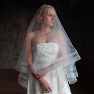 Double Horsehair Tulle Veil 1&quot; and 2&quot;, Cathedral Elbow Ivory Horsehair Veil, bridal wedding Horsehair veil,soft Drop double Horsehair veil