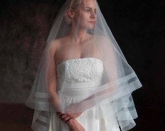 Double Horsehair Tulle Veil 1" and 2", Waltz Ivory Horsehair Veil, bridal wedding Horsehair veil,soft Drop double Horsehair veil