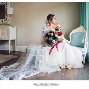Bridal Lace Veil Long Lace Wedding Veil white ivory Bridal soft tulle veil Fingertip Elbow Cathedral Chapel Waltz length bridal veil gift