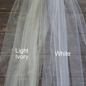 Simple sheer Minimalist Wedding Veil soft Tulle veil, Sheer Simplicity Short fingertip chapel cathedral Bridal Veil barely there simple veil image 8