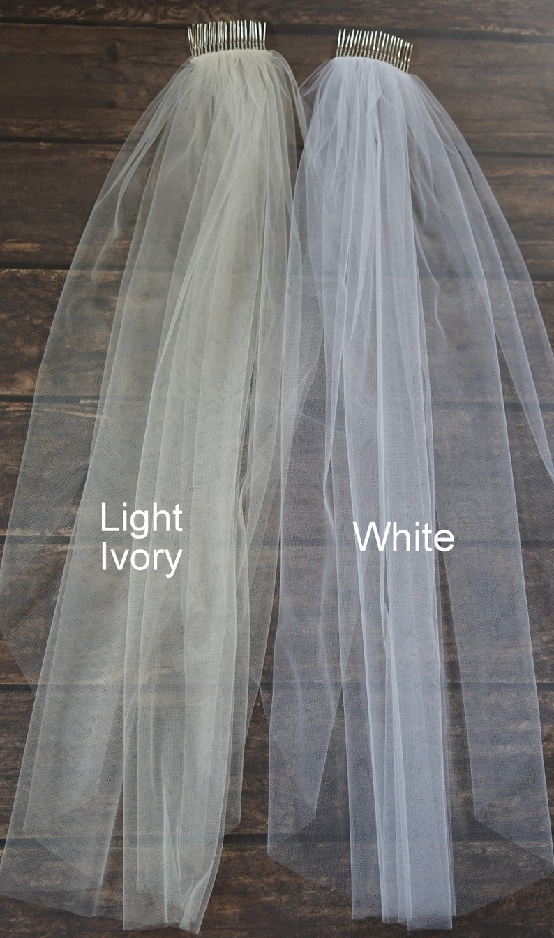 Simple sheer Minimalist Wedding Veil soft Tulle veil, Sheer Simplicity Short fingertip chapel cathedral Bridal Veil barely there simple veil image 8