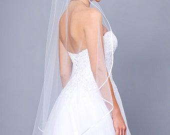 Satin Ribbon Edge Bridal Veil Wedding white ivory veil, Wedding veil bridal Veil Fingertip Cathedral Chapel Waltz length veil bridal veil