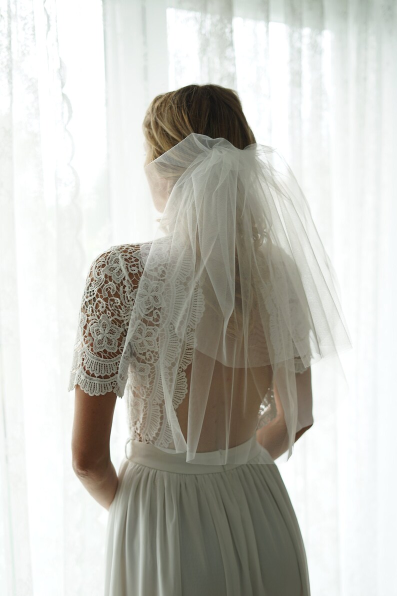 Double Short bridal Veil Shoulder Wedding Veilwhite ivory image 0