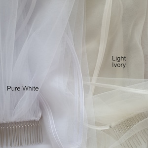 Bord du ruban de satin voile de mariée mariage blanc, ruban ivoire voile de mariée voile du bout des doigts cathédrale chapelle valse longueur voile voile de mariée image 6