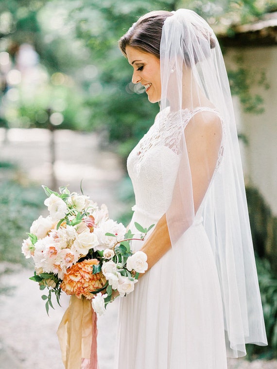 Fingertip Length Wedding Bridal Veil White Veil Ivory Veil Etsy