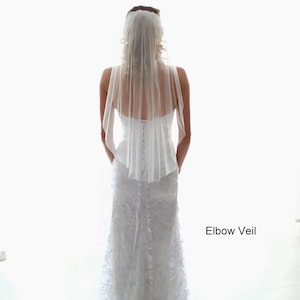 Fingertip length Wedding Bridal Veil, ivory veil, Wedding veil, Soft bridal veil cut veil, Sheer wedding tulle veil gift, elegant veil image 5