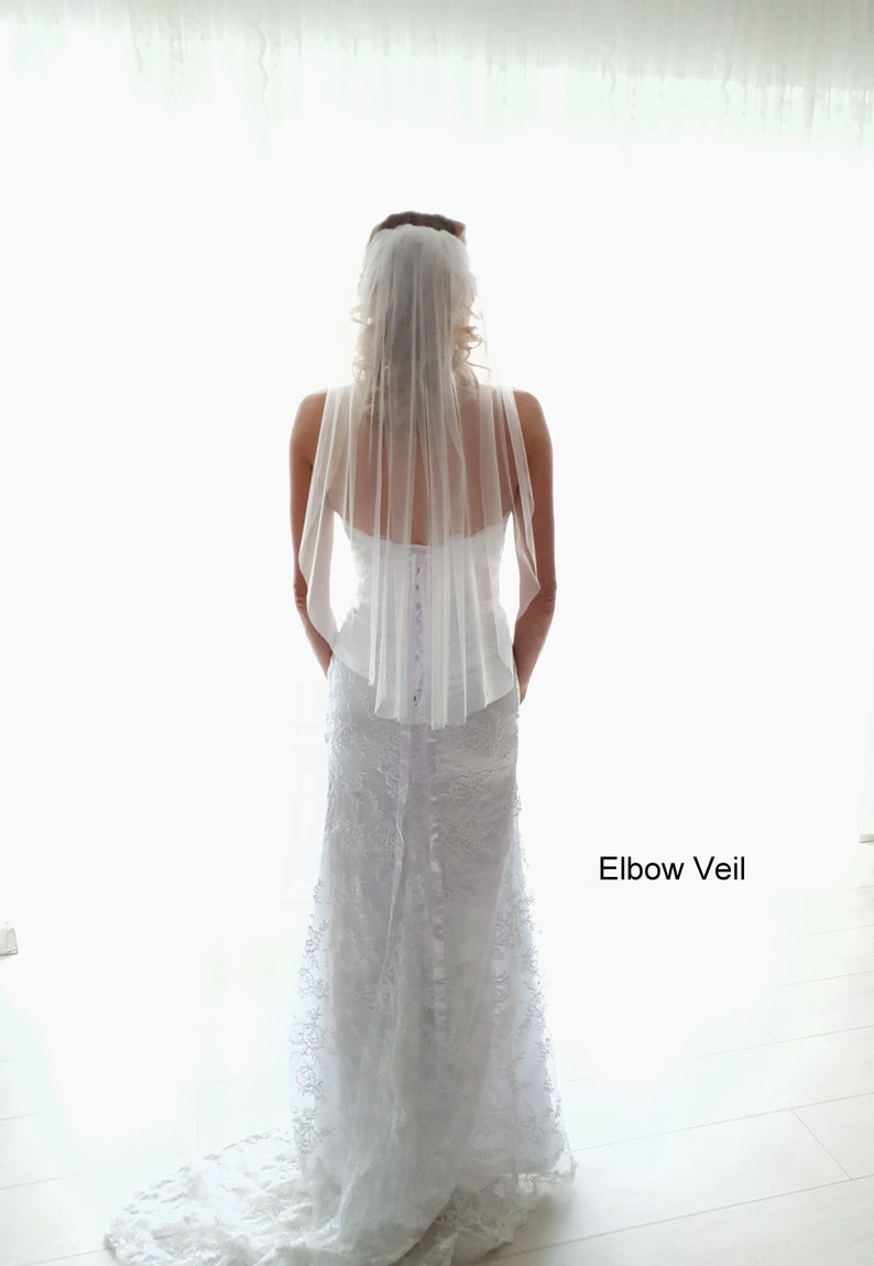 Fingertip length Wedding Bridal Veil, ivory veil, Wedding veil, Soft bridal veil cut veil, Sheer wedding tulle veil gift, elegant veil image 5