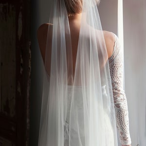 Boho Bridal Veil, Boho Wedding Veil draped bohemian veil ,Soft English Draped tulle veil fingertip chapel cathedral bridal Boho tulle veil