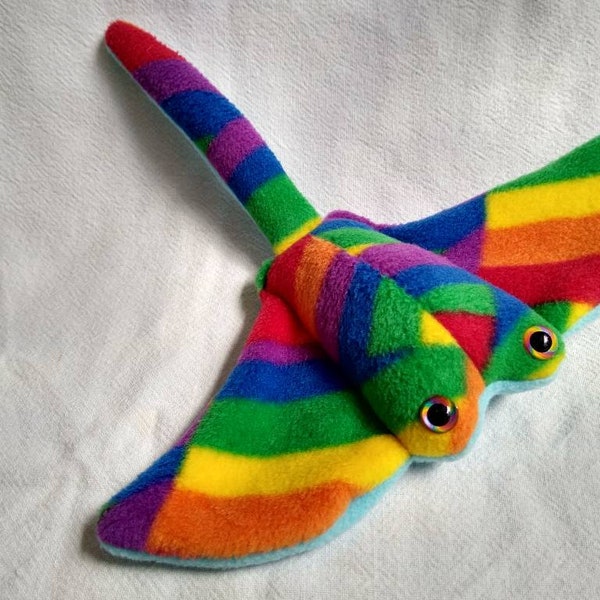 Rainbow Manta Ray with rainbow eyes - Really Made