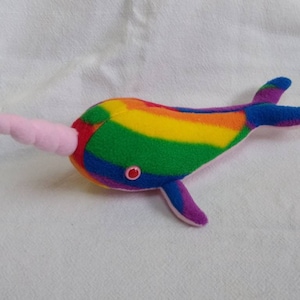 Rainbow with Pink Narwal Plushie
