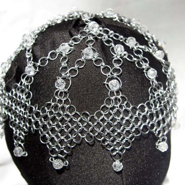 Chainmaille Beaded Headdress - Ready Made