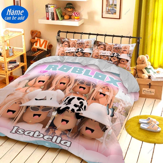 Roblox Girl Quilt Blanket Roblox Girl Personalized Bedding Etsy
