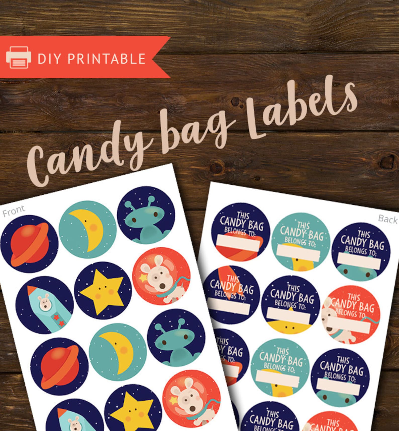 Space Candy Bag Labels Space Lolly Bag Labels Space Party Etsy