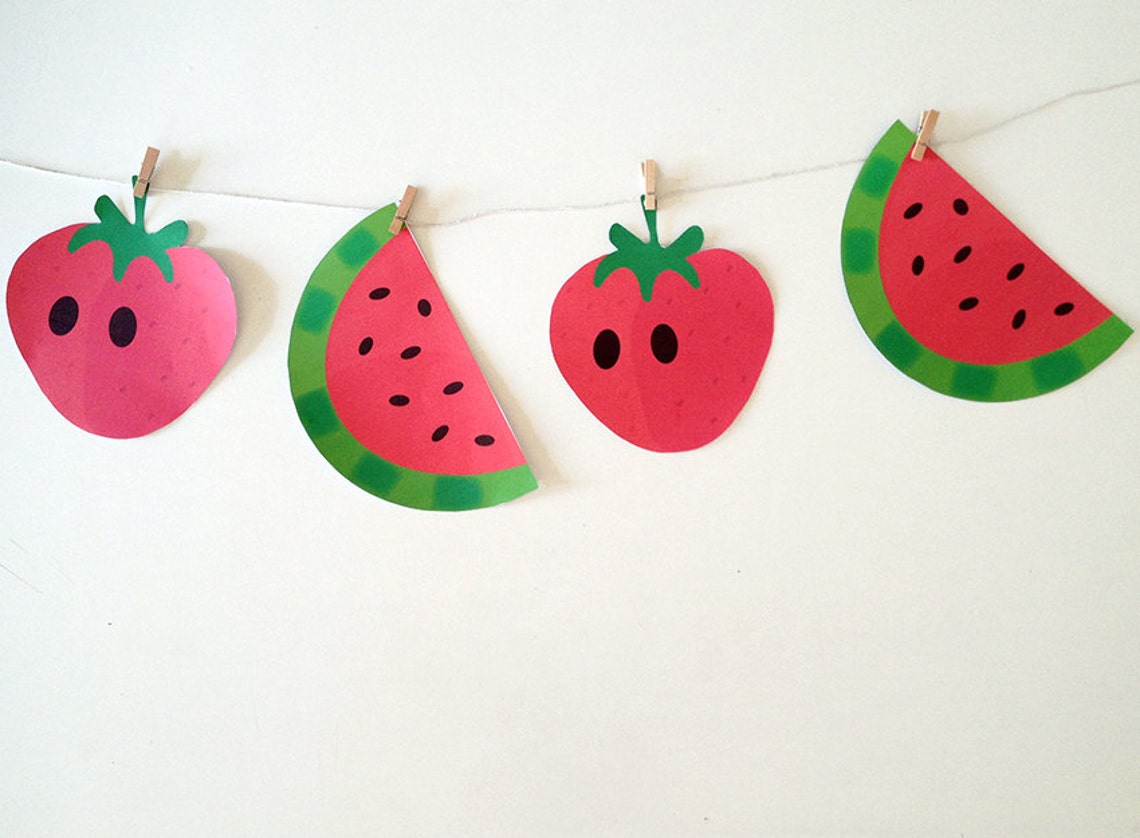 Watermelon Fruit Garland Printable Fruit Bunting Tropical - Etsy