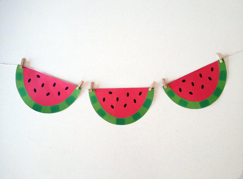 Watermelon Fruit Garland Printable Fruit Bunting Tropical - Etsy
