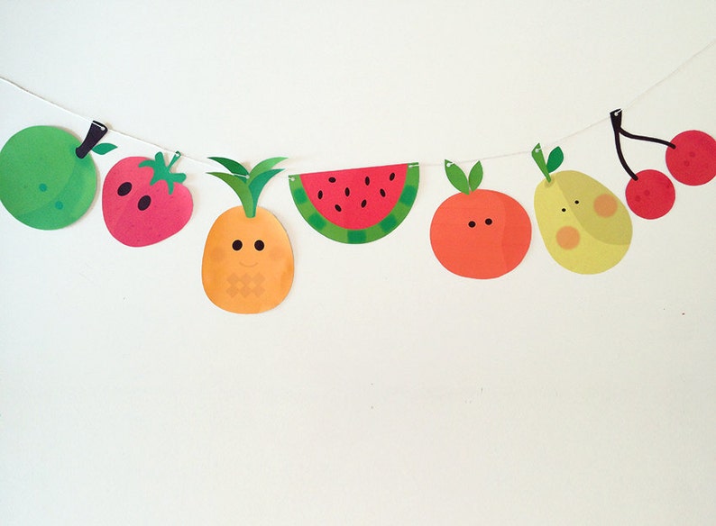Watermelon Fruit Garland Printable Fruit Bunting Tropical - Etsy