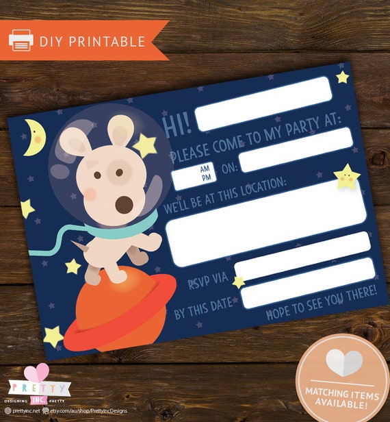 Astronaut Invitations Space Invites Space Invitation Etsy
