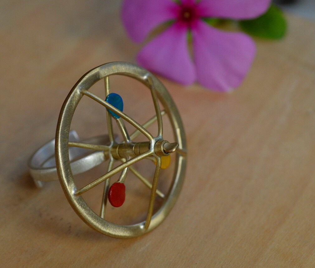 Spinning top ring Silver ring brass ring funky Etsy
