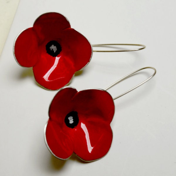 Poppy like earrings,colorful earrings,flower earrings,red earrings,gift for her