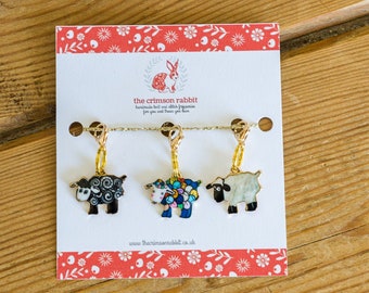 Enamel Sheep Stitch Marker Set: Knitting Crochet Progress Keepers