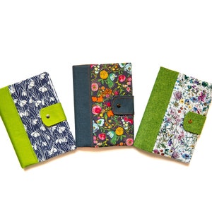 A5 notebook fabric cover in a choice of 6 prints - perfect for composition, notes, sketching, diary or journal with an integral pen holder