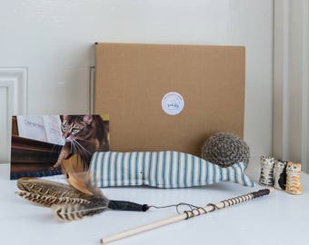 Cat toys and gifts - The kitty cuddle collection - a gift box of handmade cat toys for the cat, kitten or cat lover in your life