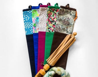 Yarn Swift storage bag made with a choice of prints & cotton canvas contrast fabric, suitable for umbrella or Amish - can customise size