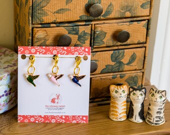 Enamel Bird Stitch Marker Set: Metal Knitting/Crochet Charms