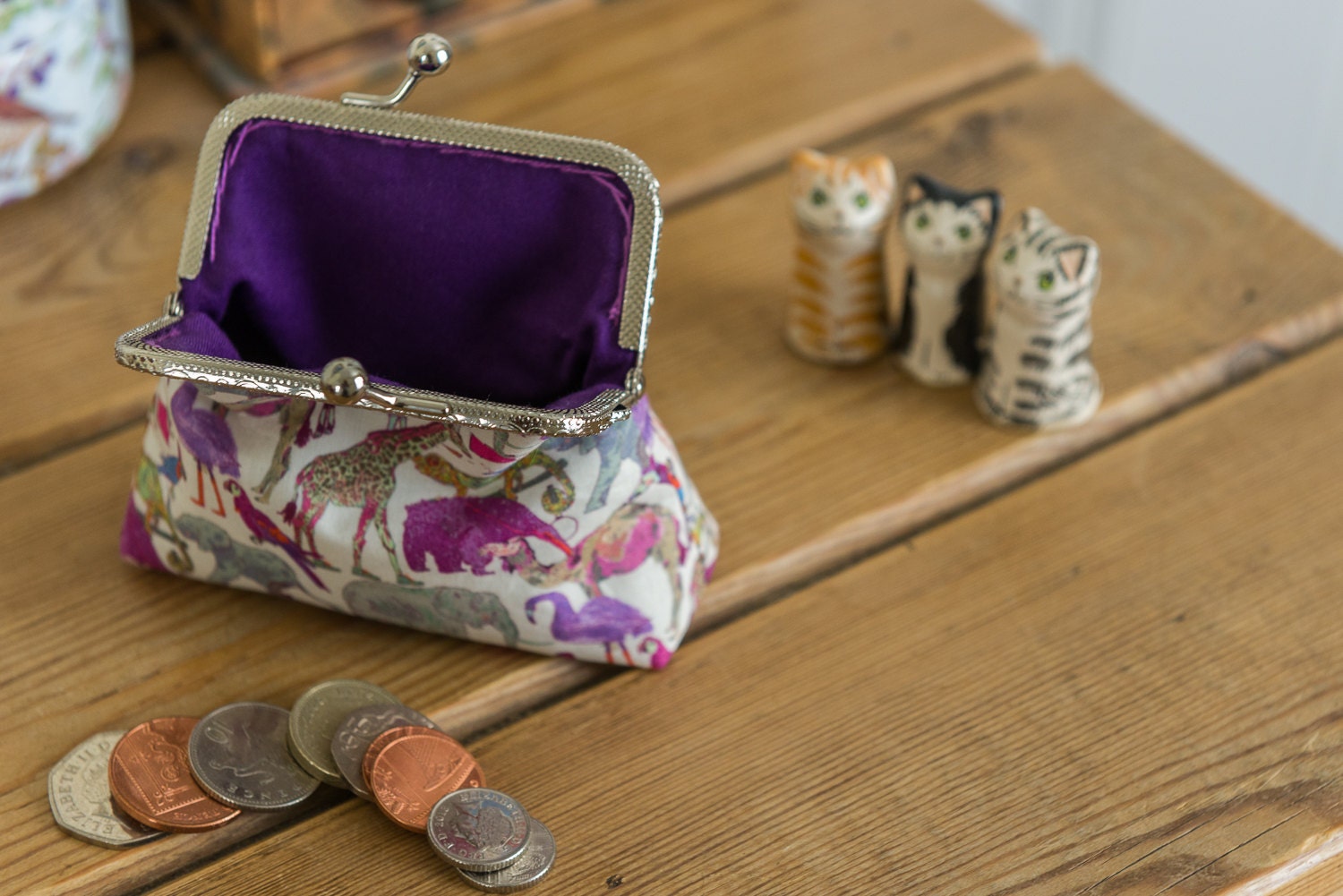 Coin purse made with Queue for the Zoo print Liberty Tana Etsy